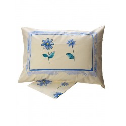 ΣΕΤ ΣΕΝΤΟΝΙΑ COTTON FEELINGS ΕΜΠΡΙΜΕ 4031 BLUE ΜΟΝΟ (160X260)