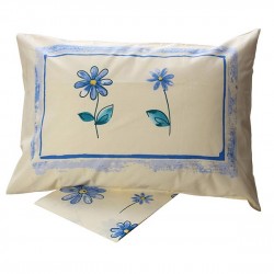 ΣΕΤ ΣΕΝΤΟΝΙΑ COTTON FEELINGS ΕΜΠΡΙΜΕ 4031 BLUE ΜΟΝΟ (160X260)