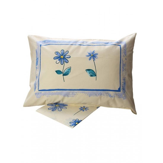 ΣΕΤ ΣΕΝΤΟΝΙΑ COTTON FEELINGS ΕΜΠΡΙΜΕ 4031 BLUE ΜΟΝΟ (160X260)