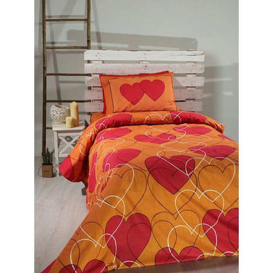 ΣΕΤ ΣΕΝΤΟΝΙΑ COTTON FEELINGS ΕΜΠΡΙΜΕ 910 ORANGE ΜΟΝΟ (165X270)